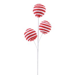 Galho Decor Bolas Vermelho/Branco