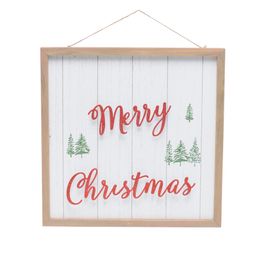 Quadro Natalino Vermelho Bege Branco