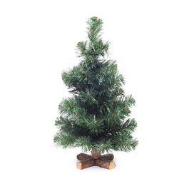 MINI ARVORE DE NATAL COM BASE VERDE ESCURO / MARROM CLARO
