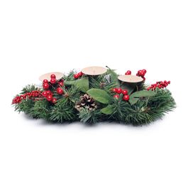 PORTA VELAS VERMELHO / VERDE ESCURO