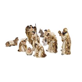 PRESEPIO EM RESINA MARROM CLARO / OURO