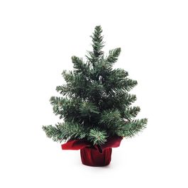 MINI ARVORE DE NATAL COM BASE VERDE / VERMELHO