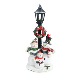 Poste Decorativo Com Boneco De Neve E Led Colorido