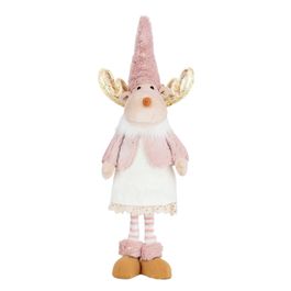Animais Decorativos Rena Rosa Cinza Branco