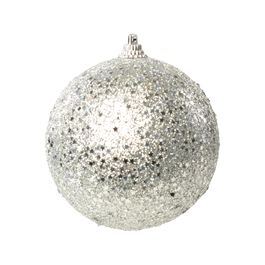 Enfeite Bola Com Glitter Prata