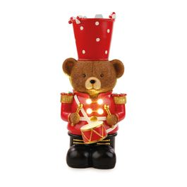 Urso Decorativo Com Led Marrom / Vermelho