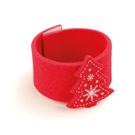 Porta Guardanapo Feltro Arvore Vermelho e Branco