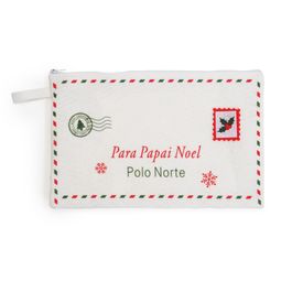 Bolsa De Feltro Com Ziper Branco / Vermelho