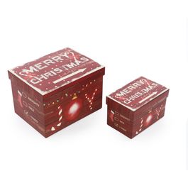Caixa De Presente Decorativa Natalina Vermelho / Branco
