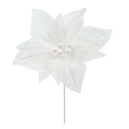 Flor Decorativa Poinsetia Branco