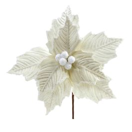 Flor Decorativa Poinsetia Branco