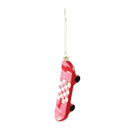 Enfeite Para Pendurar Skate Vermelho / Ouro