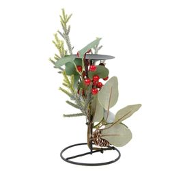 Porta Velas Com Arranjo Vermelho