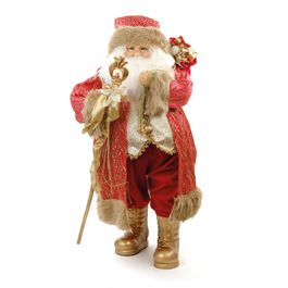 Papai Noel Decorativo Com Cajado Ouro
