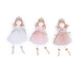 Enfeite Para Pendurar Anjo Rosa / Branco / Ouro