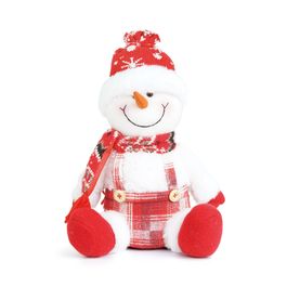 Boneco De Neve Decorativo Vermelho / Branco