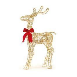Rena Decorativa Com Led Ouro / Vermelho