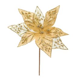 Flor Decorativa Poinsetia Ouro