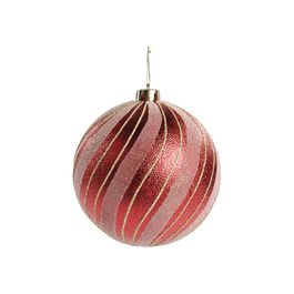 Bola De Enfeite Listrada Vermelho