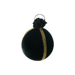 Bola De Enfeite Veludo Preto E Ouro