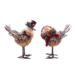 Animais Decorativos Passaro Marrom / Vermelho