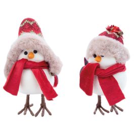 Animais Decorativos Passaro Bege / Vermelho