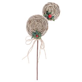Pick Decorativo Candy Canes Marrom Claro / Vermelho