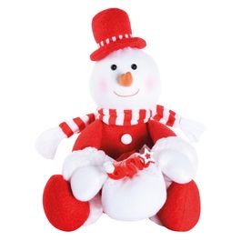 Boneco De Neve Decorativo Vermelho Branco