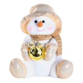BONECO DE NEVE DECORATIVO OURO / BRANCO