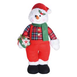 BONECO DE NEVE DECORATIVO VERMELHO / VERDE / BRANCO
