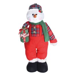 BONECO DE NEVE DECORATIVO VERMELHO / VERDE / BRANCO