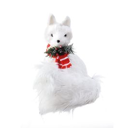 Raposa Com Cachecol Branco/Vermelho