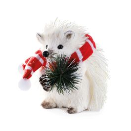 Porco Espinho Com Cachecol Branco/Vermelho