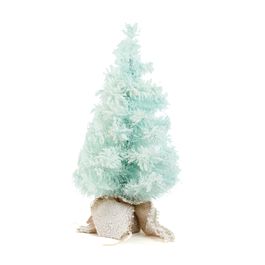 MINI ARVORE DE NATAL COM BASE AZUL / BRANCO