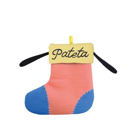Bota Natalina Laranja Amarelo Azul Escuro