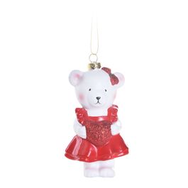 Urso Decorativo Branco Vermelho