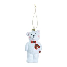Urso Decorativo Branco / Vermelho