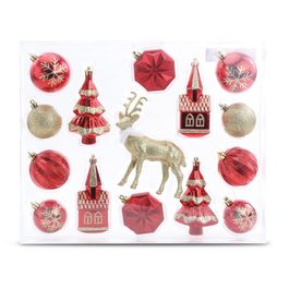 KIT DECORATIVO PARA ARVORE VERMELHO / OURO