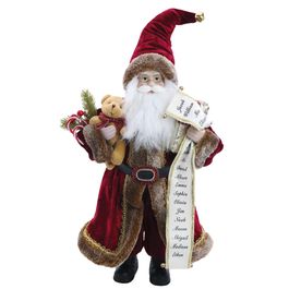 Noel Com Lista E Urso Vermelho/Branco/Marrom