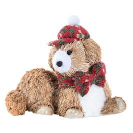 Cachorro Decorativo Marrom / Branco / Vermelho
