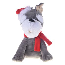 CACHORRO DECORATIVO COM MOVIMENTO CINZA / BRANCO / VERMELHO