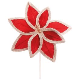 Flor Decorativa Cabo Curto Vermelho Marrom