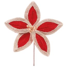 Flor Decorativa Cabo Curto Vermelho Marrom