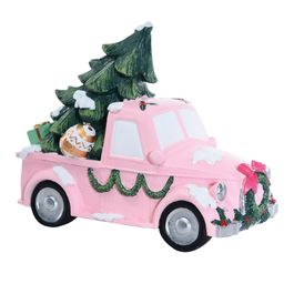 CARRO EM RESINA ROSA / VERDE