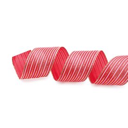 Fita Cetim Listras Vermelho/Ouro