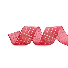 Fita Aramada Quadriculada Vermelho/Branco