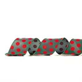 Fita Com Poa Verde/Vermelho