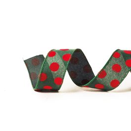 Fita Com Poa Verde/Vermelho