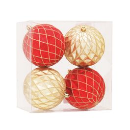 ENFEITE BOLA DOURADO / VERMELHO
