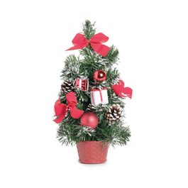 MINI ARVORE DE NATAL COM BASE VERMELHO / VERDE ESCURO